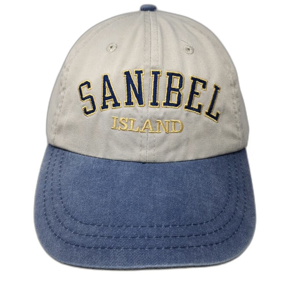 Headshot Baseball Cap Beige Blue One Size Sanibel Island Strapback Hat Cotton